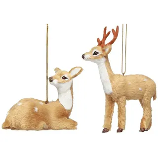 Kaemingk Christbaumschmuck Deko Reh Weihnachten zum Hängen 11,5cm 7,5cm 2er Set, 2 Stück braun