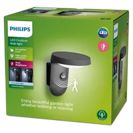 Philips Außenleuchte Aluminium, Kunststoff, Metall 18,8 cm mit Bewegungsmelder schwarz