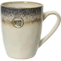 Decoris Steinguttasse 11cm Teetasse mit Henkel Keramiktasse Kaffeetasse Teebecher Beige Blau Steingut Tasse Vintage Kaffeebecher Keramik Geschirr Geschenk
