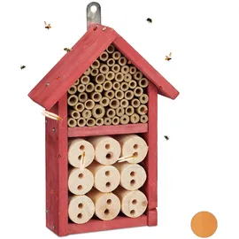 Relaxdays Insektenhotel Bausatz, Hellbraun,Rot