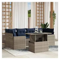 vidaXL Gartensofa-Set 7-tlg. grau Polyrattan