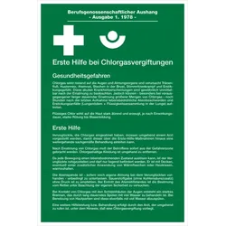Aushang, Erste Hilfe bei Chlorgasvergiftungen - 200x300x0.45 mm Aluminium geprägt