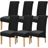 FXKS Stuhlhussen 6er Set,Stretch Stuhlhussen,Waschbar Abnehmbare High Back Chair Protector Covers,Velvet Stuhlhussen für Bankett Dining Room Restaurant Familie Dekoration (Schwarz)