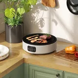 Glaskeramikkochfeld 2-in-1 mit Grillplatte, Infrarot-Elektrokochfeld, Glaskeramikkochfeld Grill kompatibel, Weiß | 36x34x10 cm | 2000W, 4 Hitzestu... - Weiß