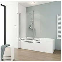 Schulte Badewannenaufsatz 3-teilig SCHULTE Komfort 125 x 140 cm Klarglas Profilfarbe aluminium D1654 01 50 140
