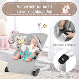 Costway 2 in 1 Babywippe klappbar, Baby Wippe mit 5-Punkt-Sicherheitsgurt, Babywiege Grau - Grau
