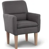 CAVADORE Diningsessel Kira / Polstersessel für Küche, Esszimmer oder Wohnküche / Passend zur Küchengarnitur Kira / Leichte Fleckenentfernung dank Soft Clean / 66 x 96 x 71 / Flachgewebe: Grau