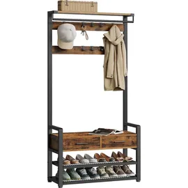 Songmics Garderobenständer Dacey 30 x 80,4 x 181,6 cm Braun-Schwarz