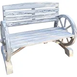 Hti-Living HTI-Living, Gartenbank, Gartenbank mit Wagenrädern als Armlehne Sommerset Weiss Rustikal