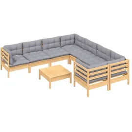vidaXL Garten-Lounge-Set 9-tlg. grau Kiefernholz