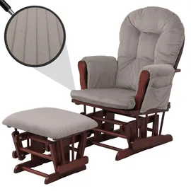 MCW Relaxsessel MCW-C76 Cord 320 g/m2 80 x 100 x 80 cm Hellgrau mit Hocker