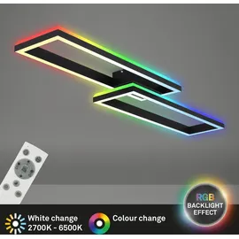 Briloner Leuchten - Deckenlampe RGB, Backlight Deckenleuchte LED, Dimmbar, Farbtemperatur einstellbar, LED Frame RGB, Fernbedienung, Schwarz