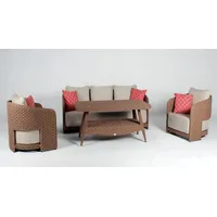 JVmoebel Polstergarnitur 3-Sitzer Sofa Terrassen Set Terrassenmöbel 2x Sessel Couchtisch, (1-tlg), Made in Europa beige