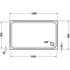 Duravit D-Code Duschwanne, 1500x900mm, Rechteckig, Einbauversion, 720263000000000, Farbe: Weiß