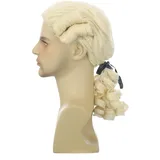 CGVG Herren Barock Perücke Richter Rokoko Lawyer Judge Marquis Edelmann Adliger Lord Dichter Komponist Renaissance Perücke für Cosplay Halloween Karneval Fasching (Blond)