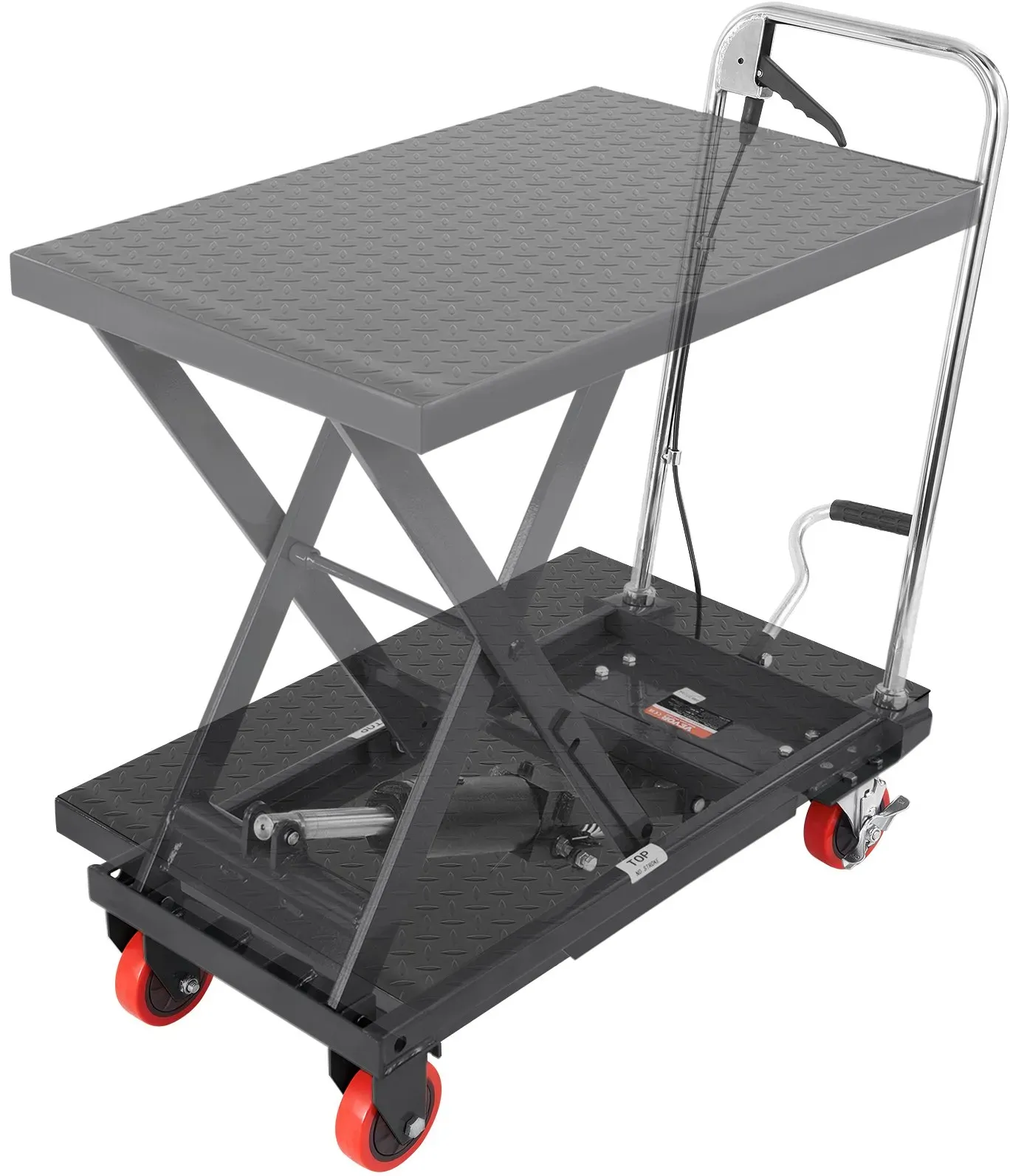 VEVOR Scherenhubtisch hydraulisch 230 kg Tragfähigkeit Hubtischwagen 220–720 mm Hubbereich Hubtisch Werkstatt 700 x 450 mm Plattform Scherenhubwagen Einzelschere Schwarz Fabriken Lagerhäuser