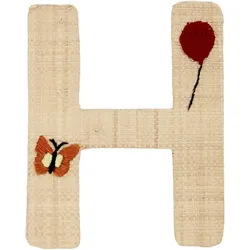 RICE Raffia Buchstaben Sticker, H, Schmetterling und Ballon