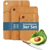 Relaxdays Schneidebrett 3er Set Bambus 22-33 cm Braun