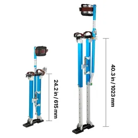 Vevor Trockenbau-Stelzen 615-1023mm, 103kg Belastbare Arbeitsstelzen mit Doppelten Federn Rutschfesten Fußplatten & Spanngurt, Verstellbare Aluminiumstelzen für Trockenbau Deckenbau Baustelle, Blau