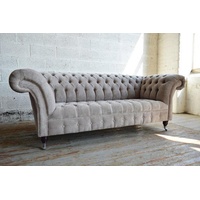 JVmoebel Chesterfield-Sofa, Chesterfield Big Textil Design Wohnzimmer Couch beige