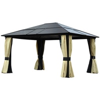 Outsunny Luxus Pavillon 4,2 x 3,6 m inkl. Seitenteile schwarz/beige