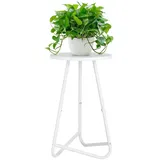 HDANI 50cm Rund Pflanzenständer,Hölzern Blumenregal Metall Pflanzenregal,Modernes Regal für Zimmerpflanzen für Wohnzimmer, Balkon und Büro,Weiß