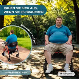 Mobiclinic Gehhilfe Klappbar XXL bis 204 kg verstärktes Aluminium rot