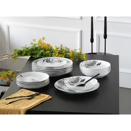 CreaTable Luna Black Flower Kombiservice 18-tlg. weiß