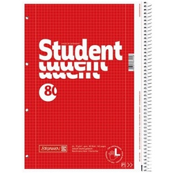Brunnen Collegeblock »Student Linkshänder« A4 kariert, holzfreies Papier rot