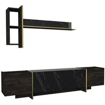 moebel17 Wohnwand Veyron Rebab dunkel Marmoroptik B/H/T: ca. 180x45x32 cm, Wohnzimmer, Wohnwände, Anbauwände