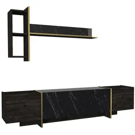 moebel17 Wohnwand Veyron Rebab dunkel Marmoroptik B/H/T: ca. 180x45x32 cm, Wohnzimmer, Wohnwände, Anbauwände