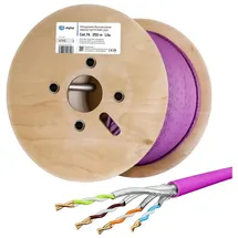 HB-Digital CAT 7a Installationskabel Verlegekabel S/FTP AWG23 LSZH Netzwerkkabel, Netzwerkstecker, (25000 cm), Premium Qualität mit Ø 7,7mm. LSZH Halogenfreies Außenmantel lila