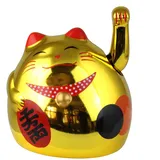 Superfreak Glückskatze - Maneki-Neko - rundliche Winkekatze 8 cm - Gold