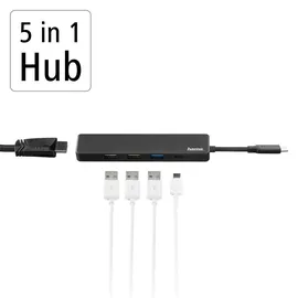 Hama 00200117 USB-C-Hub, Multiport, 5 Ports, 3x USB-A, USB-C, HDMITM