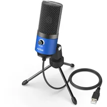 Fifine USB Mikrofon PC, Microphone für MAC PS4 PS5, Streaming Microfon mit Ständer, Studioqualität Aufnahme kondensator-Mikrofone - Blau