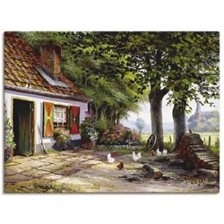 Artland Wandbild »Hühner auf dem Hof«, Garten, (1 St.), als Leinwandbild, Poster in verschied. Größen Artland Farbe Bild(er): grün