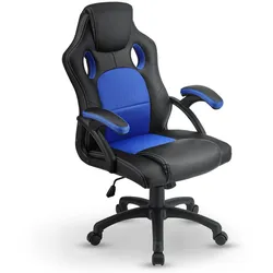 Juskys Racing Schreibtischstuhl Montreal ergonomisch Bürostuhl PC Gaming Stuhl – blau