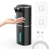 Seifenspender Automatisch, Gcstnn 380ml Elektrischer Seifenspender mit Sensor Infrarot, Wandmontage, USB Wiederaufladbar, LCD Anzeige, IPX5 Wasserdicht, für Badezimmer, Küche, Spülmittel - Schwarz Gel