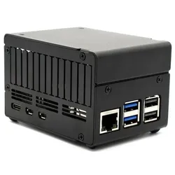 KKSB Gehäuse für Raspberry Pi 5 , passend für NVMe HATs, Aluminium, eloxiert, sandgestrahlt, schwarz