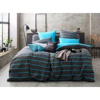 MY HOME Bettwäsche MY HOME "Katja", blau (türkis, grau),