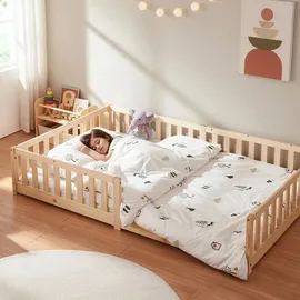 [en.casa] Kinderbett Tanna 120 x 200 cm Kiefer massiv natur beige