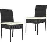 vidaXL Garten-Essstühle 2 Stk. Poly Rattan Schwarz