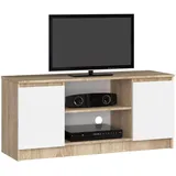 abamihome AKORD TV-Lowboard 120 x 55 x 40 cm Sonoma Eiche/Weiß Holz