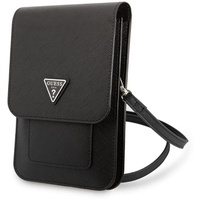 GUESS PU Saffiano Triangle Logo Phone Bag Black