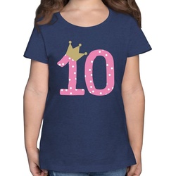 Shirtracer T-Shirt Zehn Krone Mädchen Zehnter – 10. Geburtstag – Mädchen Kinder T-Shirt t shirt 10 jahre mädchen – 10.geburtstag – geburtstagskind tshirt blau 140 (9/11 Jahre)