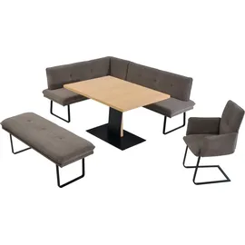 K+W Komfort & Wohnen Essgruppe Giacomo III, (4-tlg), wahlweise links oder rechts langer Schenkel 207cm, Freischwingersessel