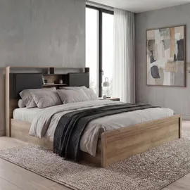 MCW Doppelbett P43 180 x 200 cm Eiche MDF dunkelgrau