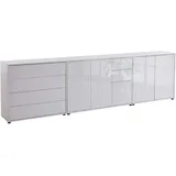 MID.YOU Sideboard Mailand Set 7 263,5 x 73 x 33 cm Weiß/Weiß Hochglanz