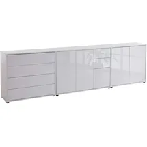 MID.YOU Sideboard Mailand Set 7 263,5 x 73 x 33 cm Weiß/Weiß Hochglanz