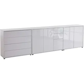 MID.YOU Sideboard Mailand Set 7 263,5 x 73 x 33 cm Weiß/Weiß Hochglanz